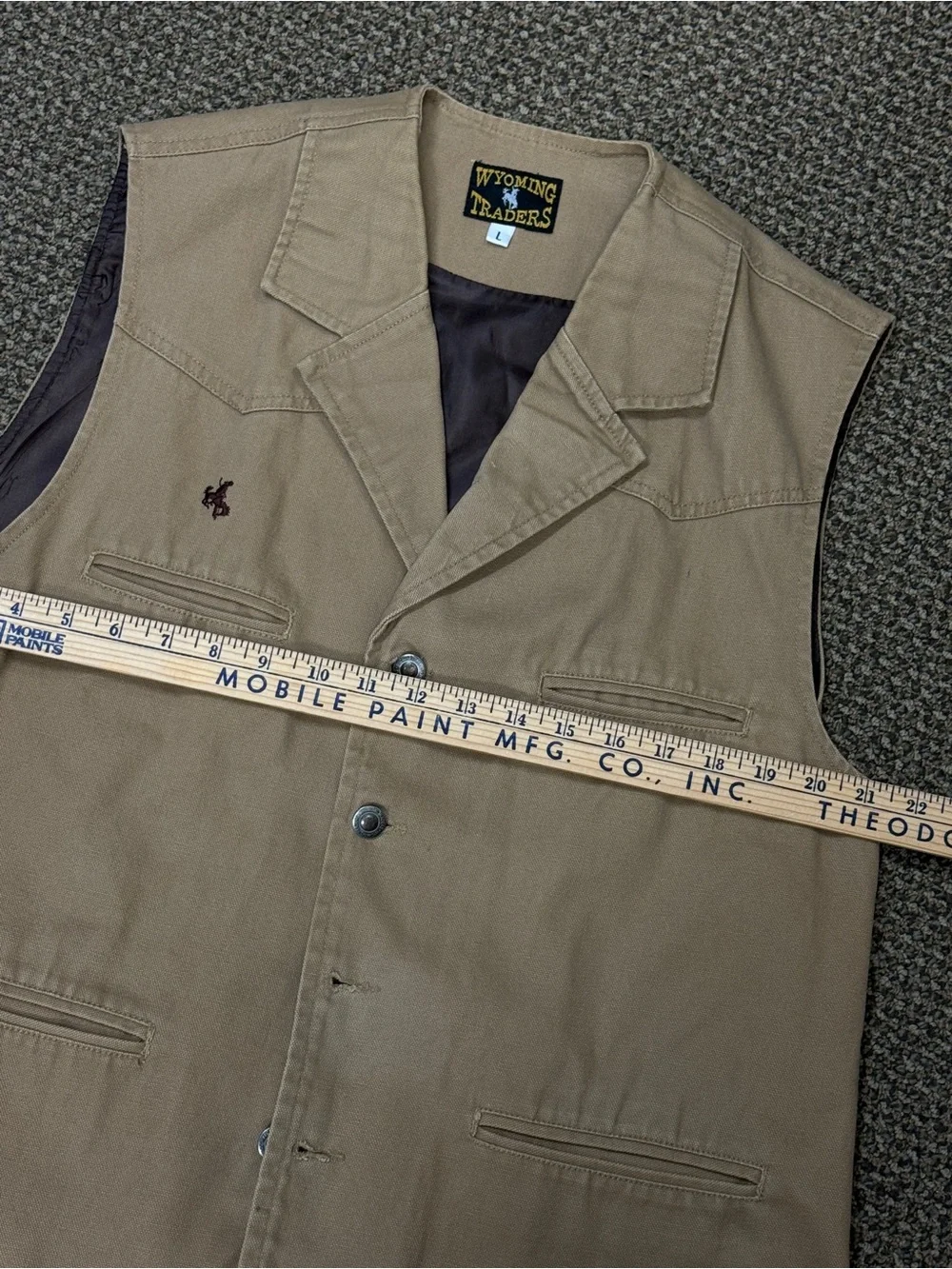 Wyoming Traders Western Canvas Vest Tan | Cowboy Ranch Workwear Size‎ L